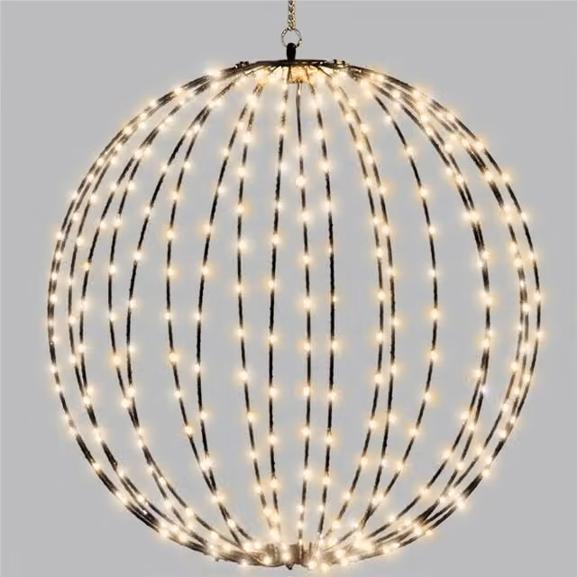 Xmas Haus Black Plastic LED Christmas Sphere with 180 Warm White Lights, Diameter: 40 cm