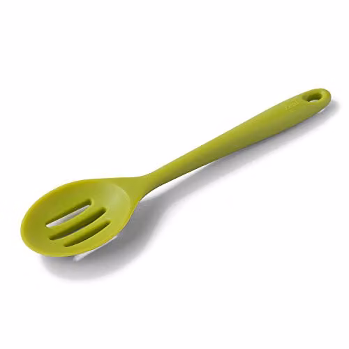 Zeal Silicone Non-Stick Skimmer Spoon with Hanging Loop, Green, 28 cm