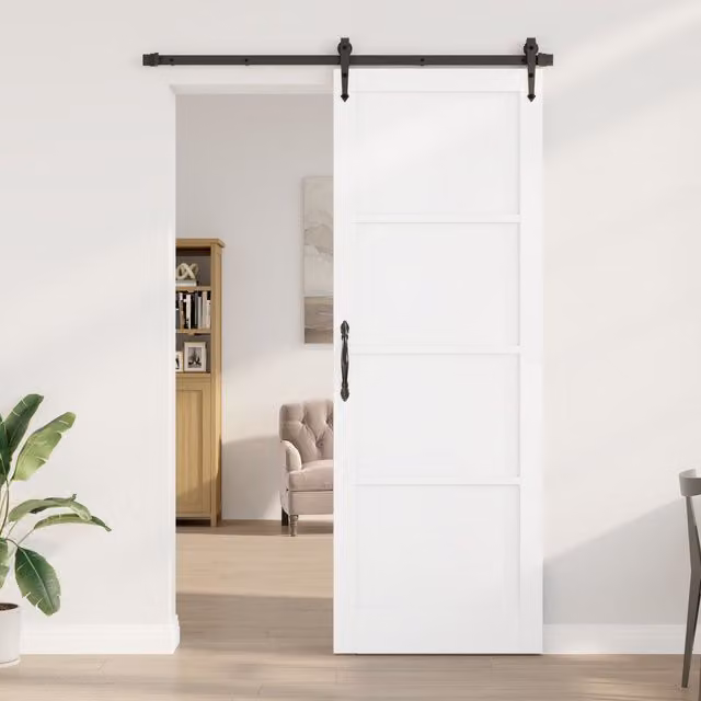 Berkfield Orkdal Modern White Lacquered Sliding Interior Door in Solid Wood, W/D/H: 83 x 4 x 232 cm