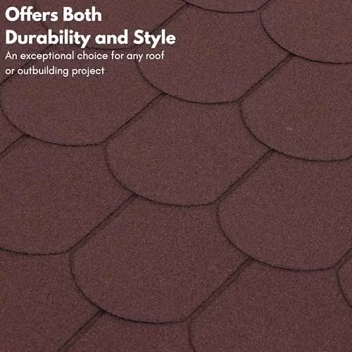 NOVECRAFTO Brown Fish Scales Design Premium Asphalt Roof Shingles, 25 Pieces Covering 3 sqm, W/H: 80 x 31.5 cm – 4