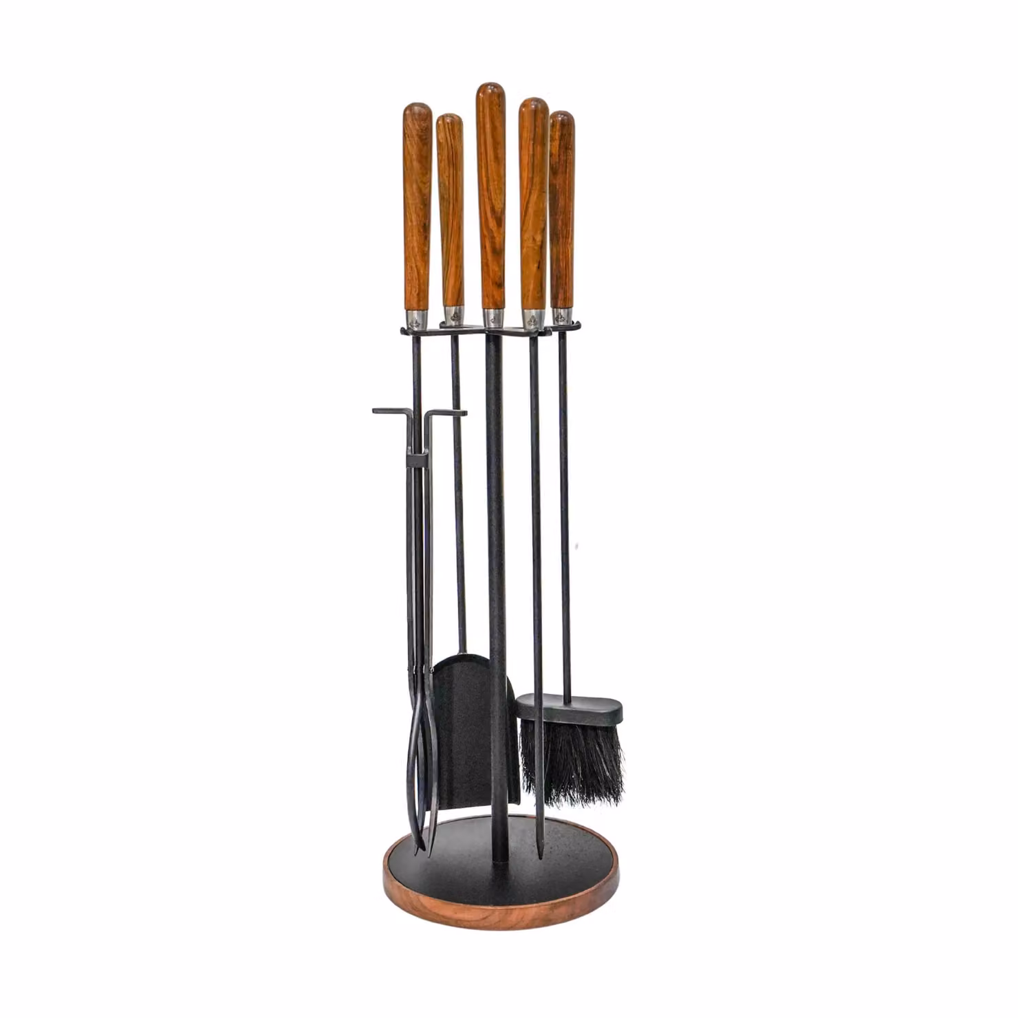 Ivyline Round Companion Set with Wooden Handle in Black, H 73 cm x W 24 cm – 2