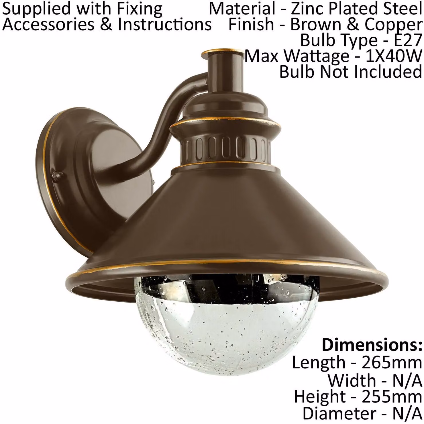 Loops 2 Pack IP44 Modern Outdoor Wall Lantern in Brown and Copper Steel, E27 Bulb Compatible – 2