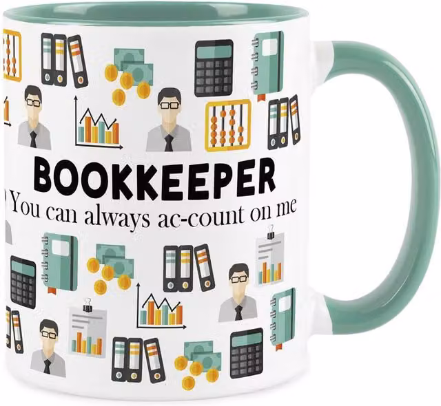 Purely Home Novelty Bookkeeper Ceramic Mug in Turquoise