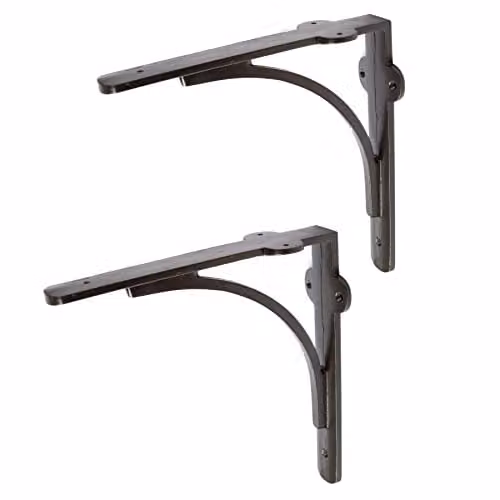 Hammer and Tongs Curved Iron Shelf Bracket in Matt Black, Pack of 2 – 1