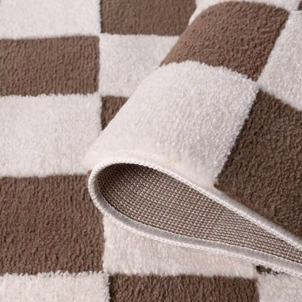 THE RUGS Loft Checkered Soft Pile Area Rug in Taupe, W: 160 cm, D: 230 cm – 4