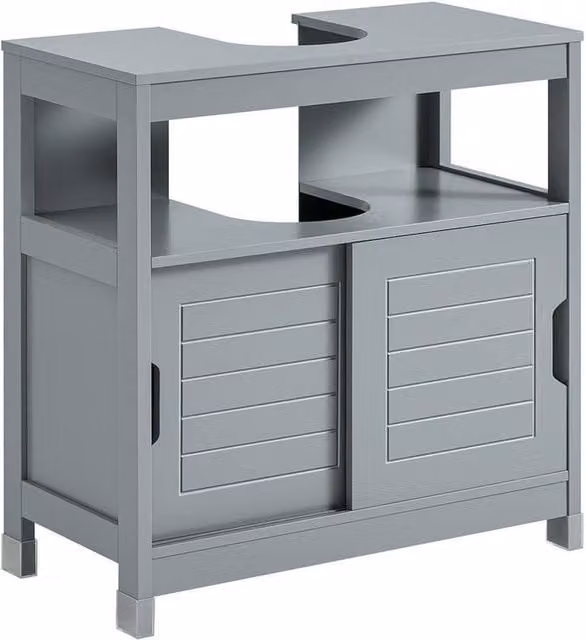 SoBuy Under Sink Cabinet with Sliding Doors in Grey, W: 60 cm, H: 60 cm