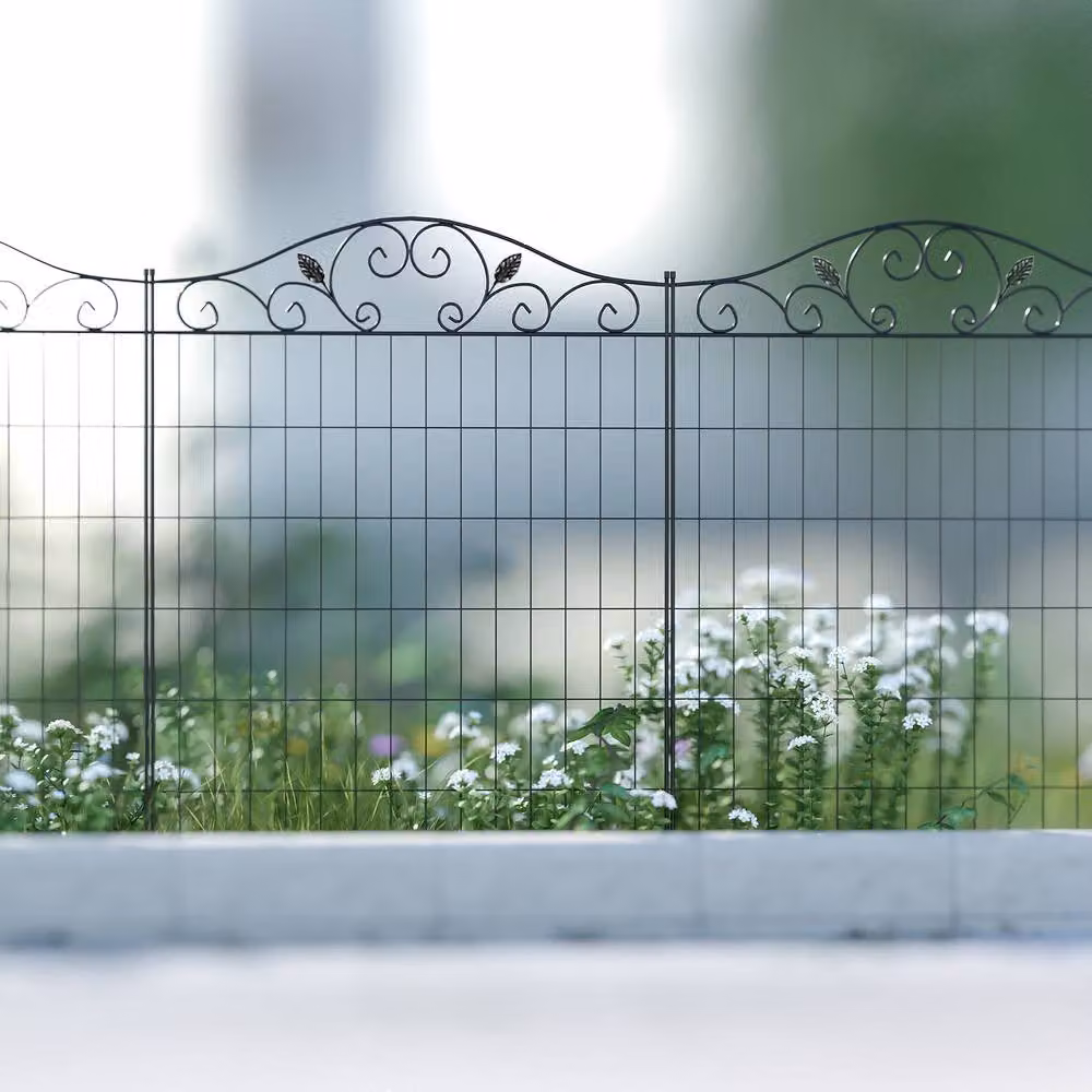 Matteo Decorative Metal Garden Fence, 4 Panels Landscape Border Edging in Black – 2