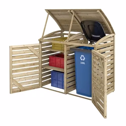 Rowlinson Classic Single Bin Store with Box Store in Natural Brown Wood – 3