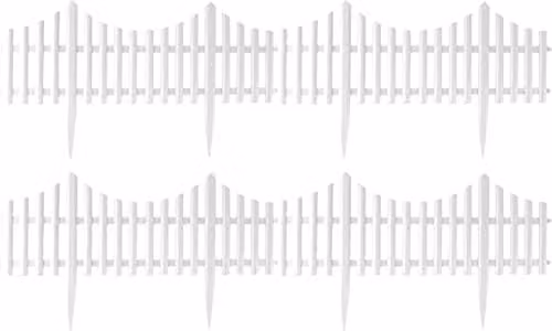 St Helens Home & Garden Wood Effect Garden Edge Fence, White (4 Pack) – 1