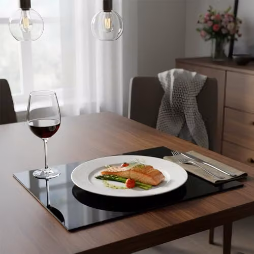 Harbour Housewares Black Rectangular Glass Placemats, Pack of 6, W: 30 cm, D: 20 cm – 2
