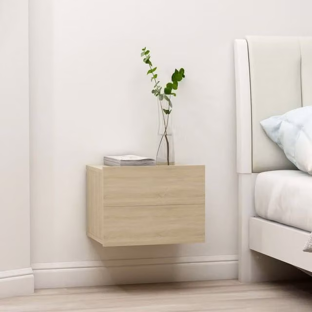 Berkfield Home Set of 2 Sonoma Oak Bedside Cabinets in Beige, W/D/H: 40 x 30 x 30 cm