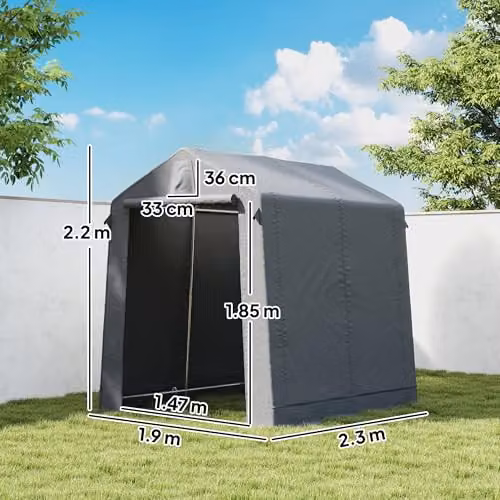 Outsunny Waterproof Garden Storage Shed in Grey with Single Door and Side Vent, W/D/H: 230 x 190 x 220 cm – 7