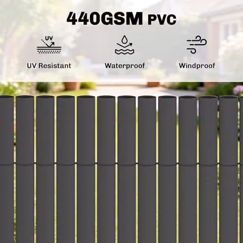 Outsunny 2-Piece Plastic Opaque Privacy Screening Fence, Dark Grey, H: 1 m x W: 5 m – 3