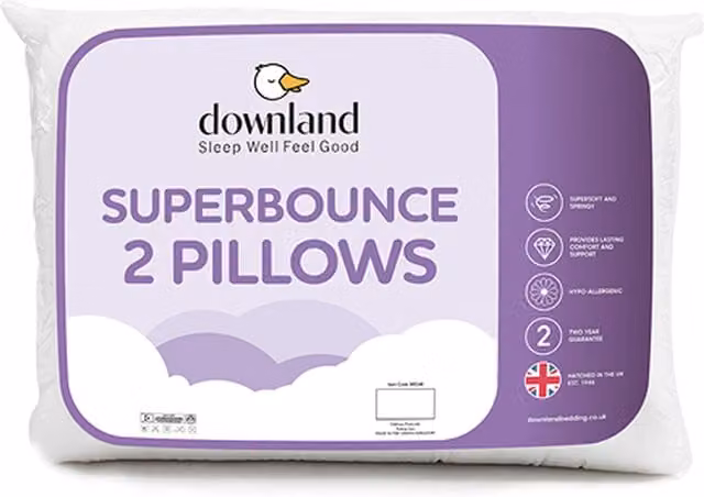 Downland Super Bounce Allergy Friendly Polyester Pillow Pair in White
