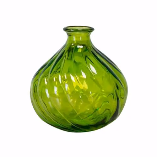 Verano Spanish Ceramics Ola Round Glass Decorative Vase in Green, Height: 17 cm – 2