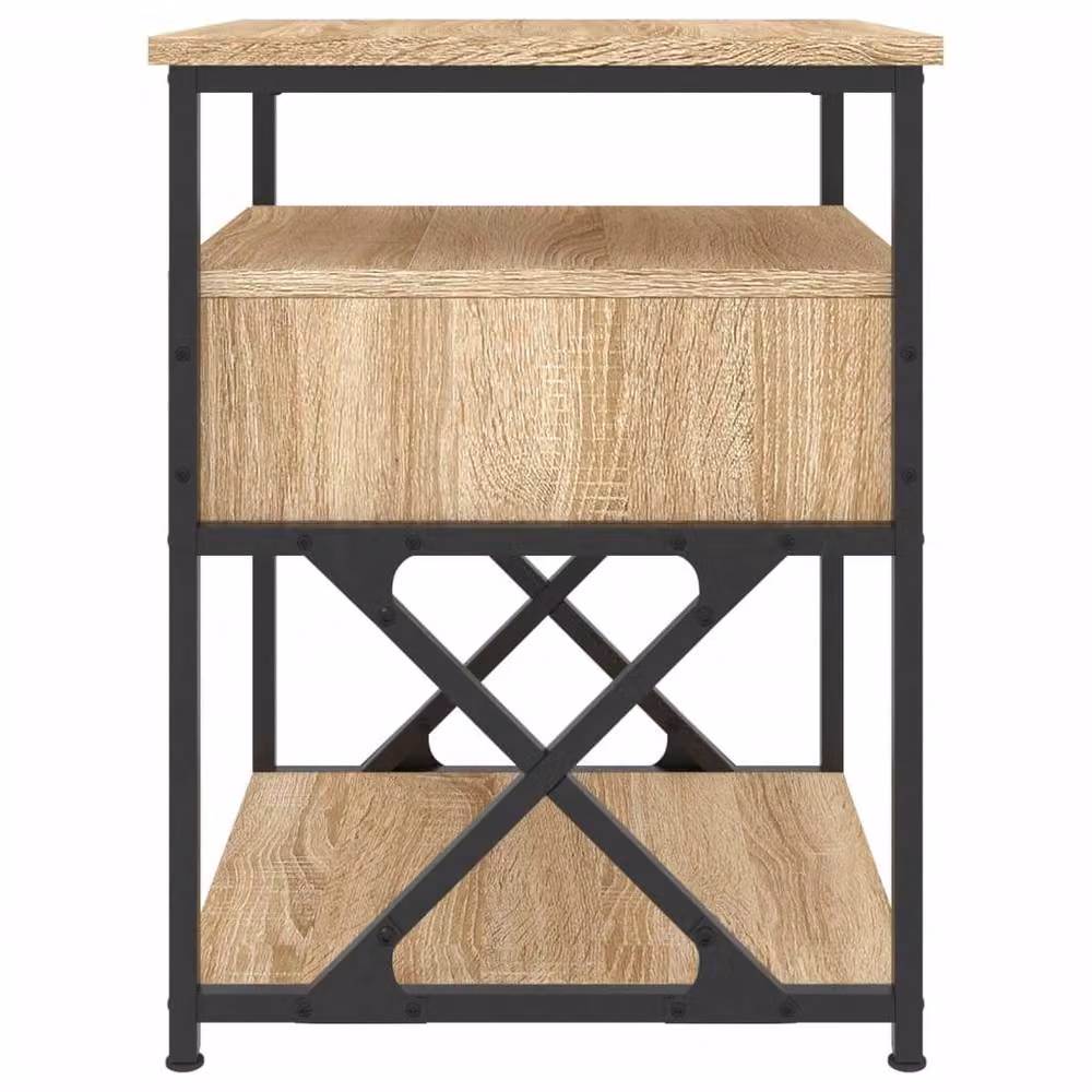 Berkfield Home Bedside Cabinet in Sonoma Oak Brown, W/D/H: 40 x 42 x 55 cm – 4