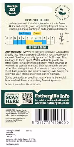 Mr Fothergill's Oh Sow Simple Lupin Mix Flower Seeds, White, Blue and Purple – 2
