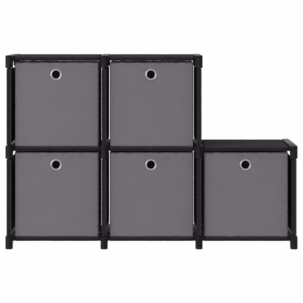 Berkfield Home 5-Cube Modern Freestanding Display Shelf with Boxes in Black, W/D/H: 103 x 30 x 72.5 cm – 2