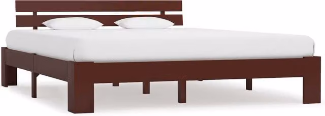 Berkfield Home Modern Solid Pine Wood Bed Frame, Dark Brown, W/D/H: 160 x 200 cm