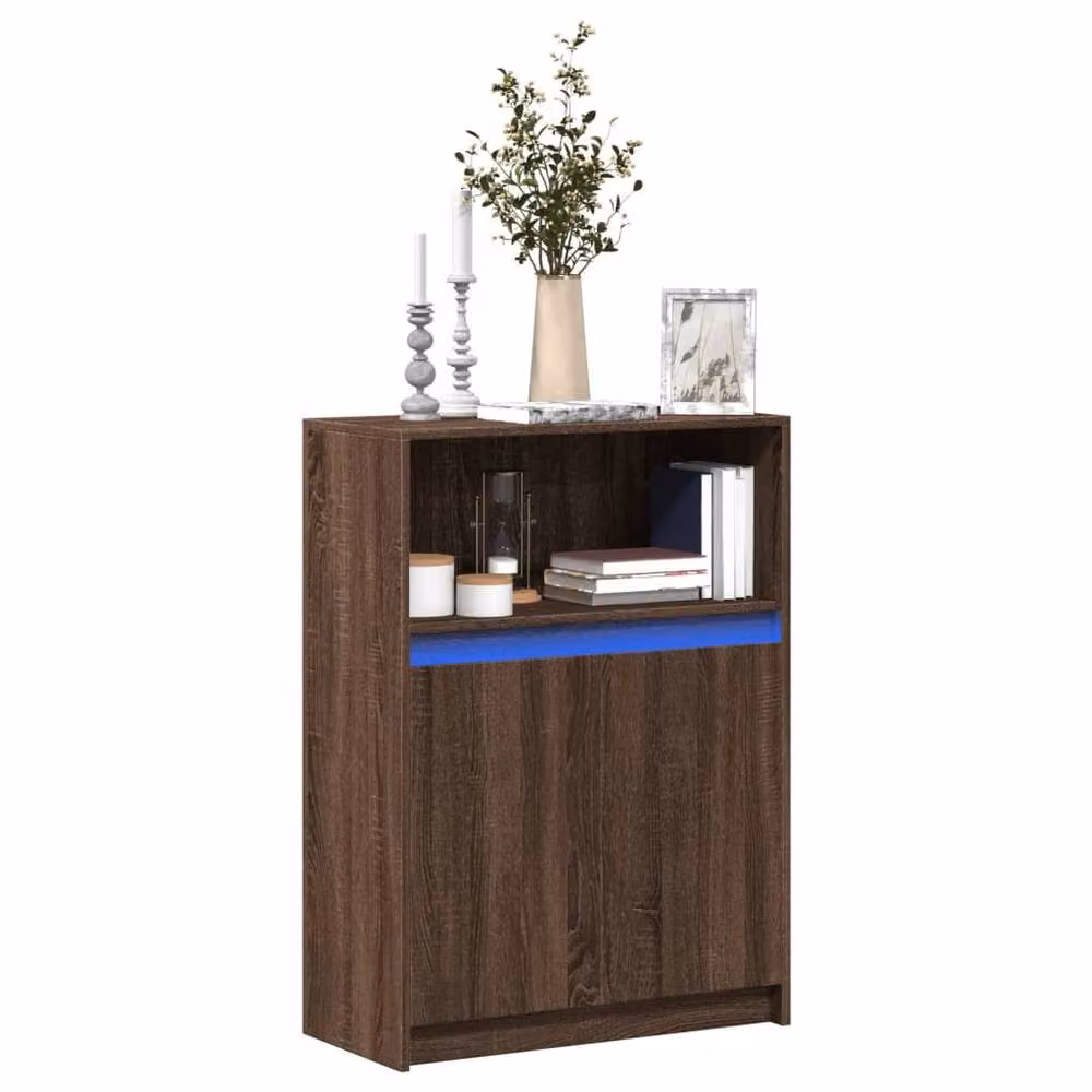 Berkfield Home Modern Brown Oak Sideboard with Integrated LED Lighting, W/D/H: 72 x 34 x 100 cm – 2