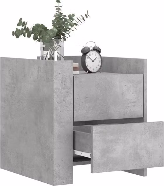 Berkfield Home Decorative Bedside Cabinet in Concrete Grey, W/D/H: 45 x 50 x 50 cm – 1