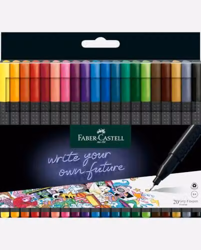 Faber-Castell Grip Finepen Colouring Pens, Multicolour Pack of 20 – 6