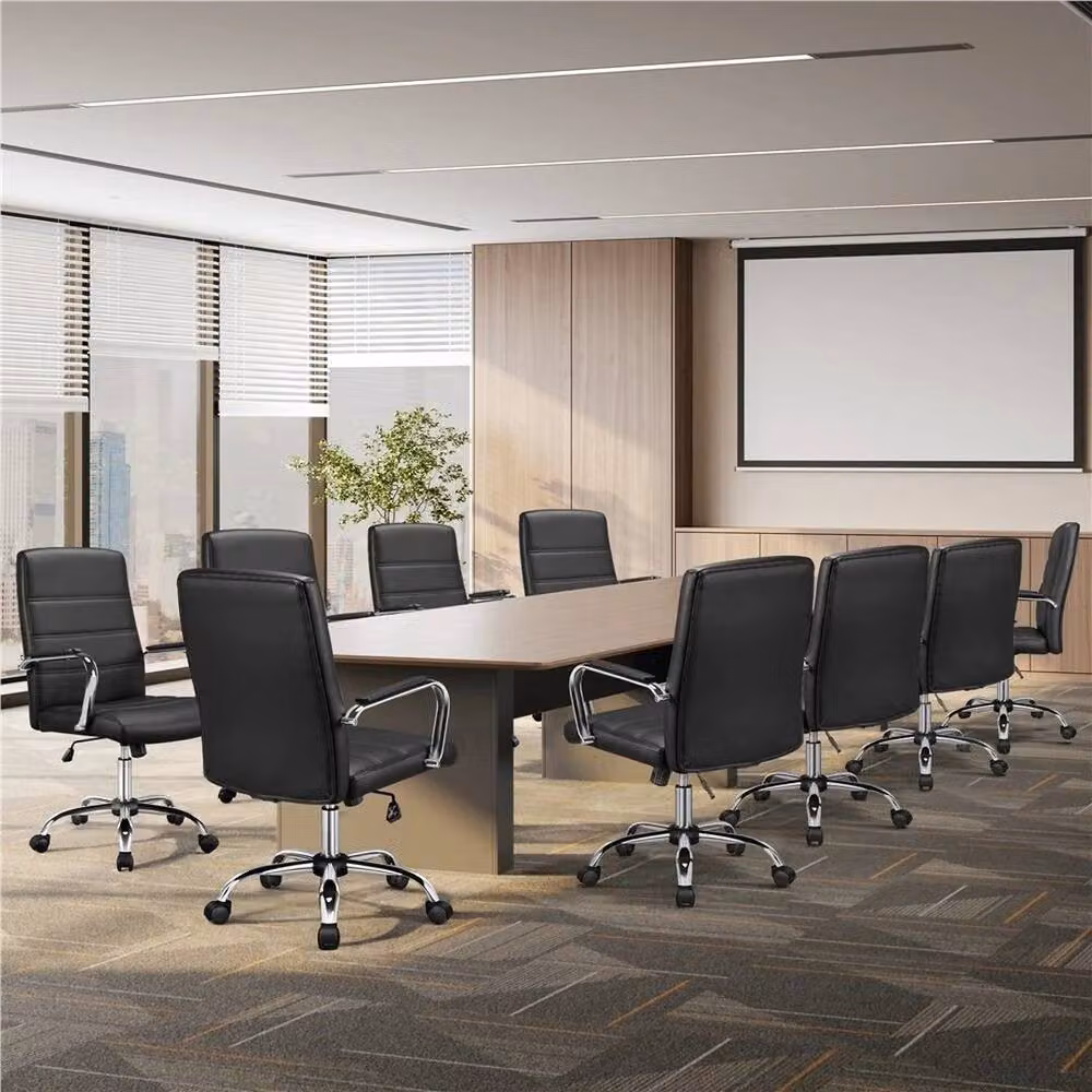 EONLION Black PU Leather Swivel Office Task Chair for Home and Office – 3