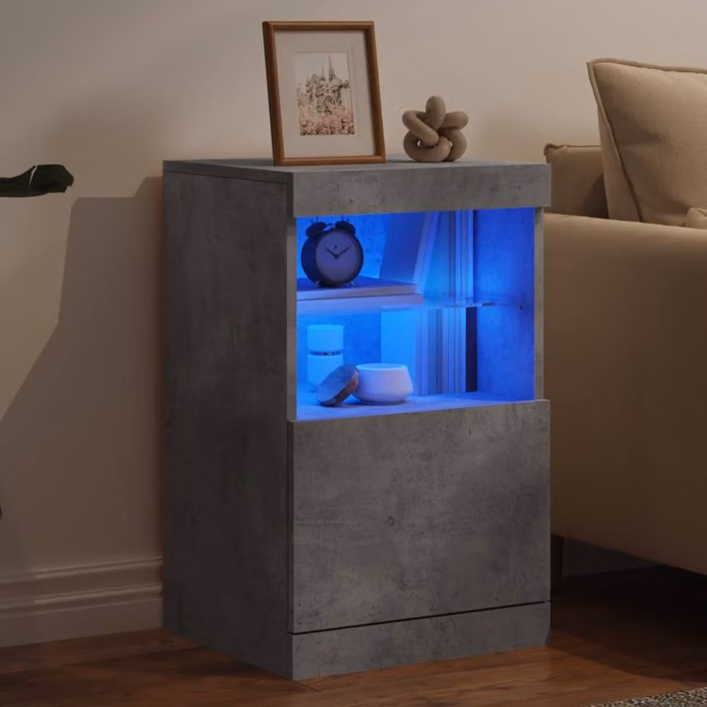 Berkfield Home Modern Sideboard with Integrated LED Lights in Concrete Grey, W/D/H: 41 x 37 x 67 cm – 3