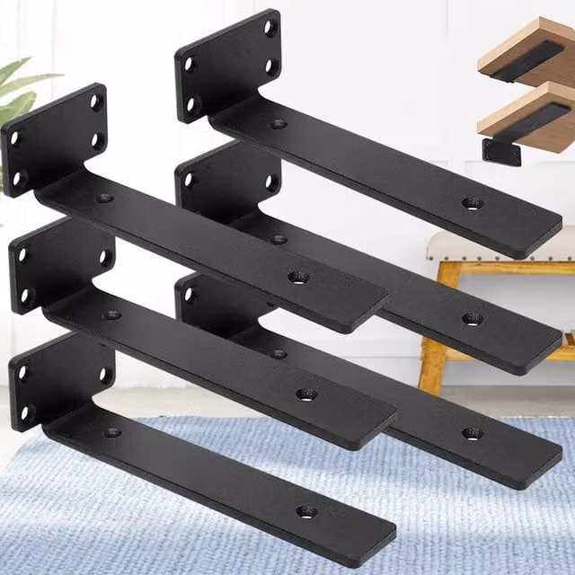 Ventryn 6-Piece Heavy Duty Cast Iron Shelf Brackets in Black Finish – 1