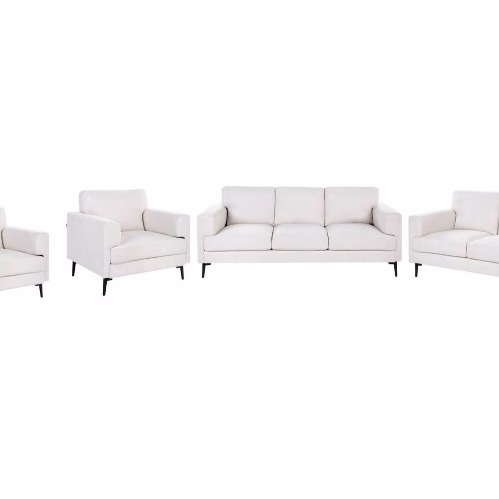 Wyld and Coco Modern Beige Fabric Living Room Set with 3-Seater Sofa, 2-Seater Sofa, and 2 Armchairs – 2