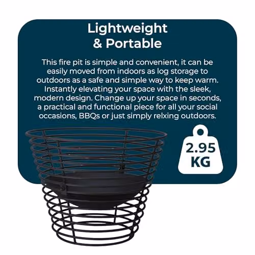 Jack Stonehouse Black Steel Outdoor Fire Pit Basket for Wood Burning – 3