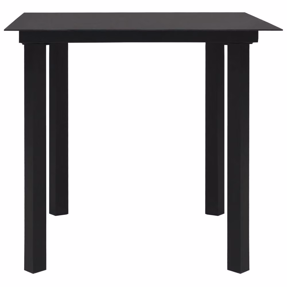 Berkfield Home Modern Garden Dining Table in Black Steel and Glass, W/D/H: 80 x 80 x 74 cm – 2