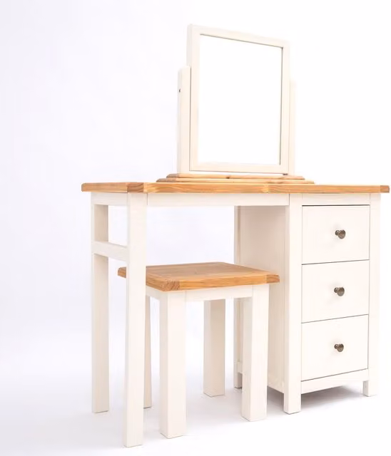 Cabinet Bits Maggiori 3 Drawer Dressing Table Set in White Waxed Pine