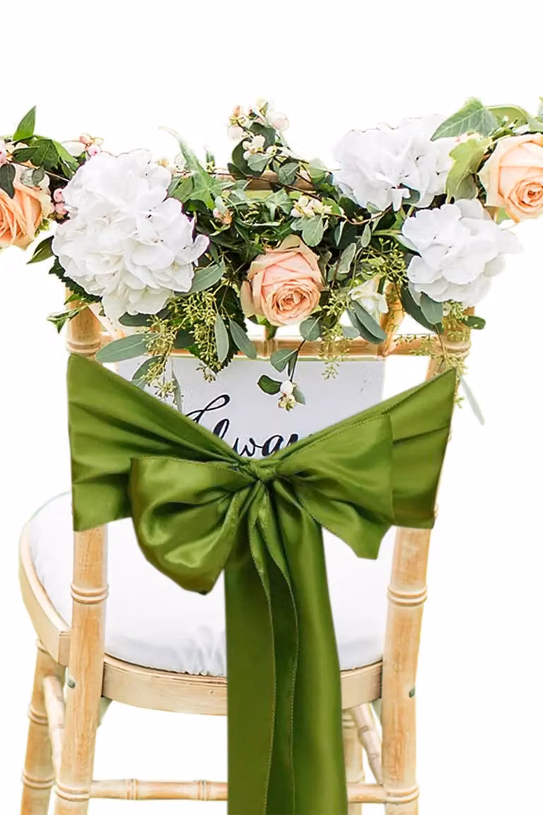 Neel Blue Satin Chair Sashes in Green for Wedding and Birthday Party Decoration, W: 17.78 cm, L: 274.32 cm