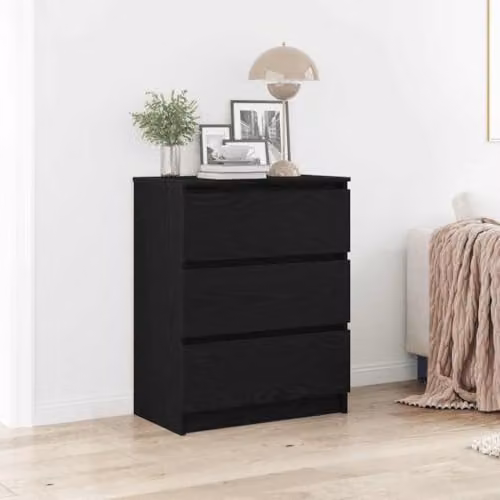 vidaXL Modern Black Oak Sideboard in MDF, W/D/H: 60 x 35 x 76 cm – 2