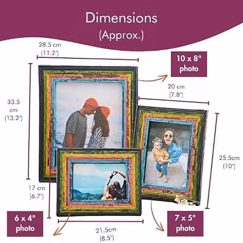 Paper High Recycled Newspaper Rectangular Tabletop Photo Frame in Red, Pink and Yellow – 6