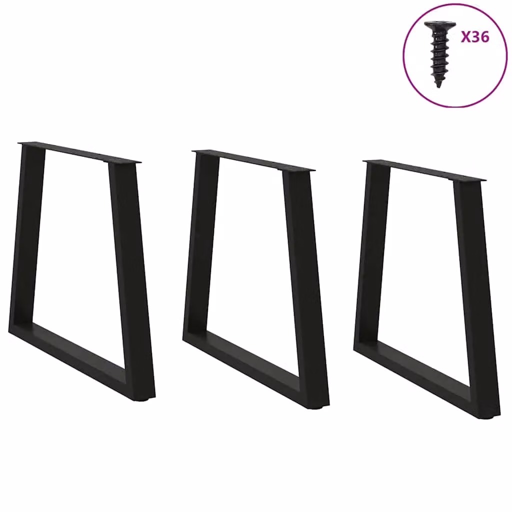 Berkfield Home V-Shape Dining Table Legs, 3 Piece Set, Black Steel, H: 72-73.3 cm, W: 70 cm – 2