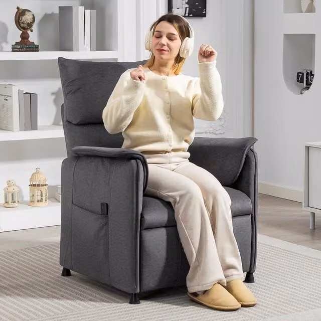 HOMCOM Velvet Upholstered Electric Power Recliner Chair in Black