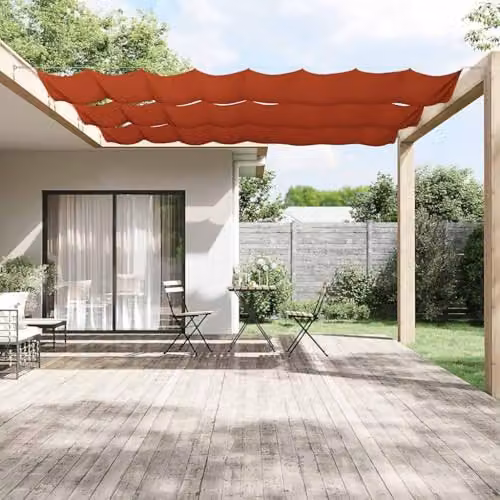 vidaXL Vertical Wall-Mounted Awning in Terracotta Oxford Fabric, W: 60 cm, L: 1000 cm – 2
