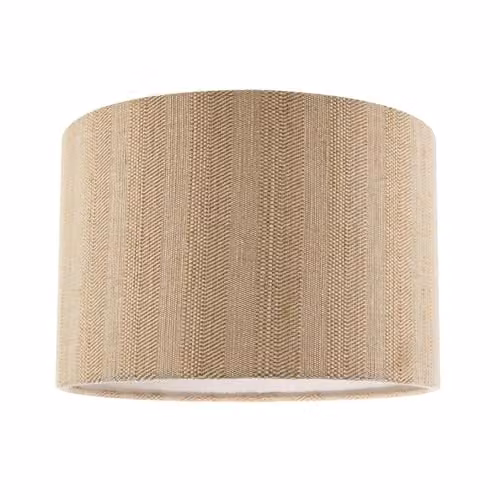 Happy Homewares Beige Fabric Round Drum Lamp Shade W/D/H: 30 x 30 x 20 cm – 1