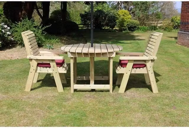Churnet Valley Garden Furniture Ltd Ergo 2 Seat Round Set in Brown, W/D/H: 182 x 113 x 103 cm