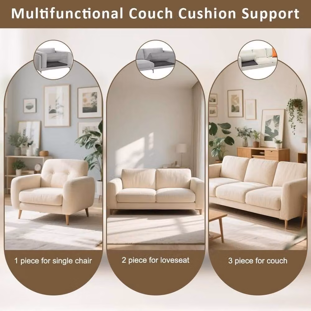 FLAVORA Black Foam Sofa Cushion Support, Pack of 2, W/D/H: 50 x 50 x 5 cm – 3