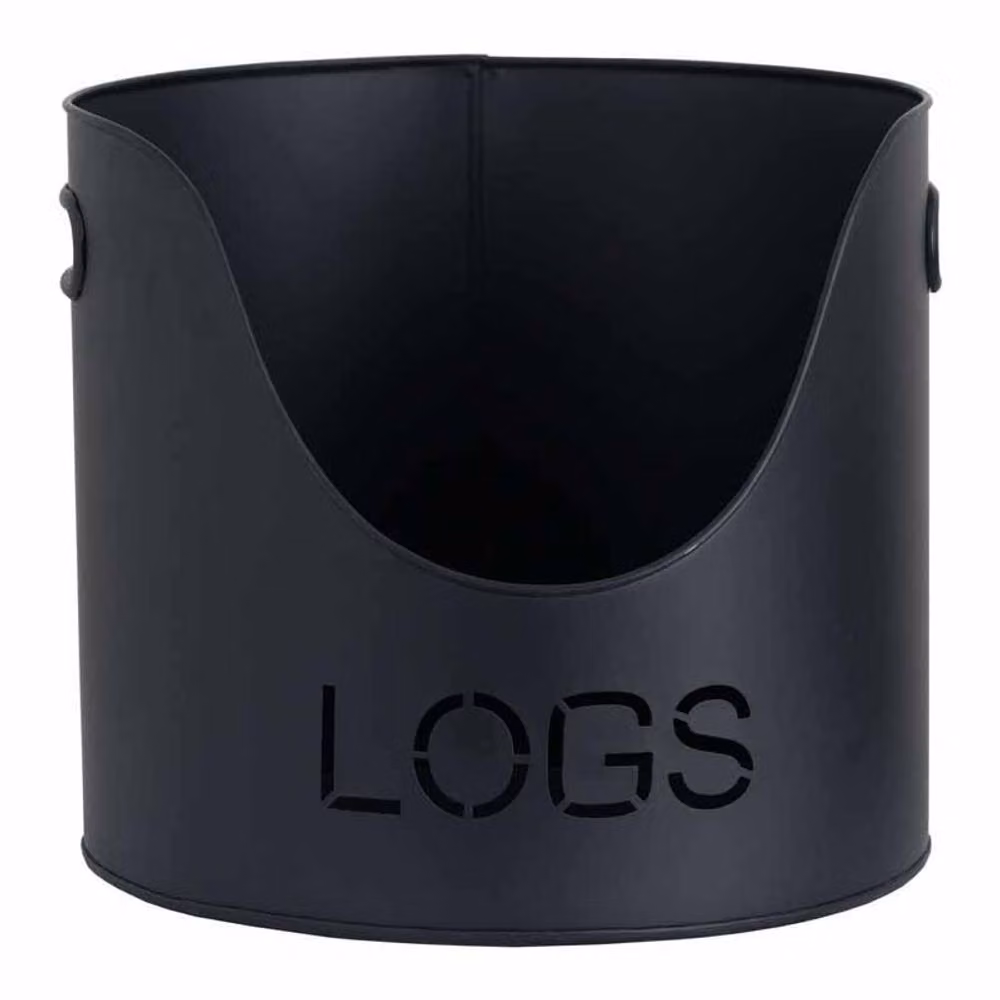 Lemon Pavilion Furniture and Decor Metal Logs and Kindling Buckets and Matchstick Holder, Black, H: 32 cm – 2