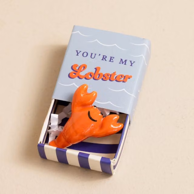 Lisa Angel Tiny Matchbox Ceramic Lobster Token in Light Red
