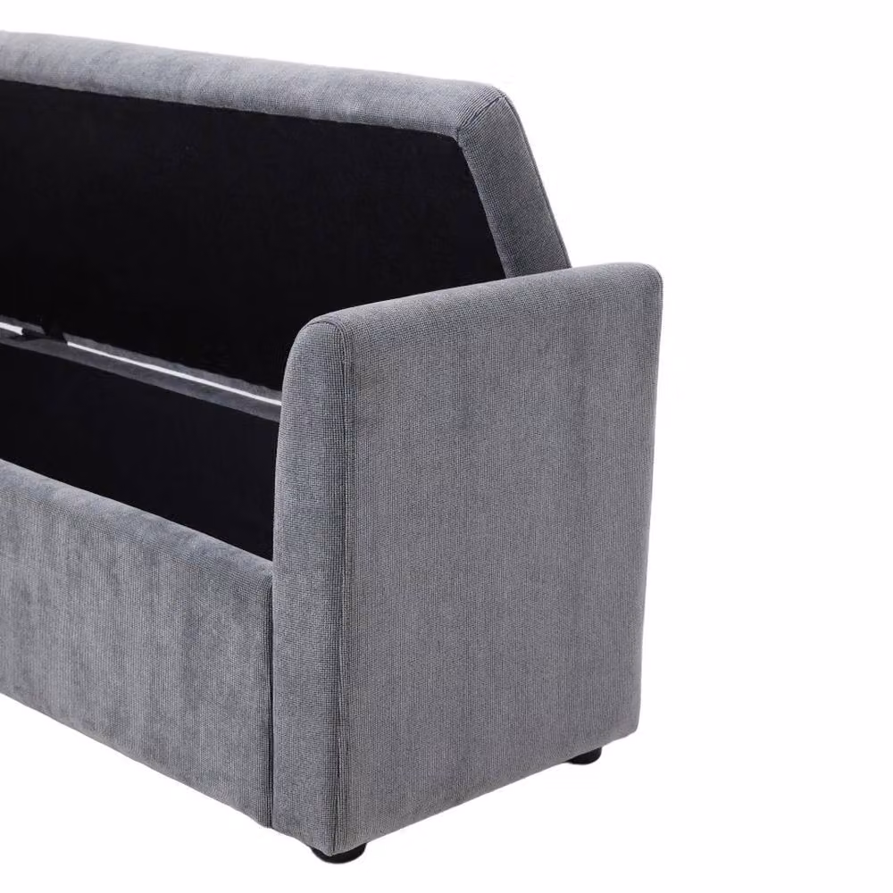 NESTLUNE Upholstered Storage Bench Ottoman Seat in Grey, W: 80 cm x D: 100 cm – 5