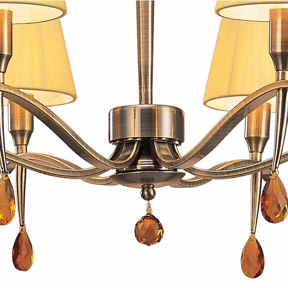 Netlighting Siena Round 6-Light Pendant with Amber Crystal and Brass Finish – 3