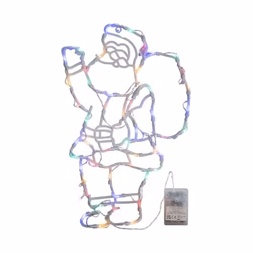 Samuel Alexander Hanging Christmas Santa Figure with Multi-Coloured Multi-Action LEDs in White, Height: 44 cm – 2