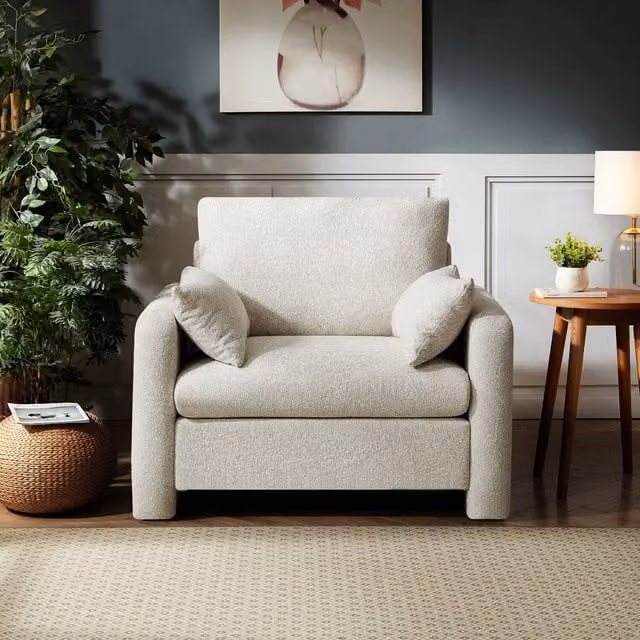 Artemis Home Shorewood Modern Bouclé Fabric Armchair in Beige