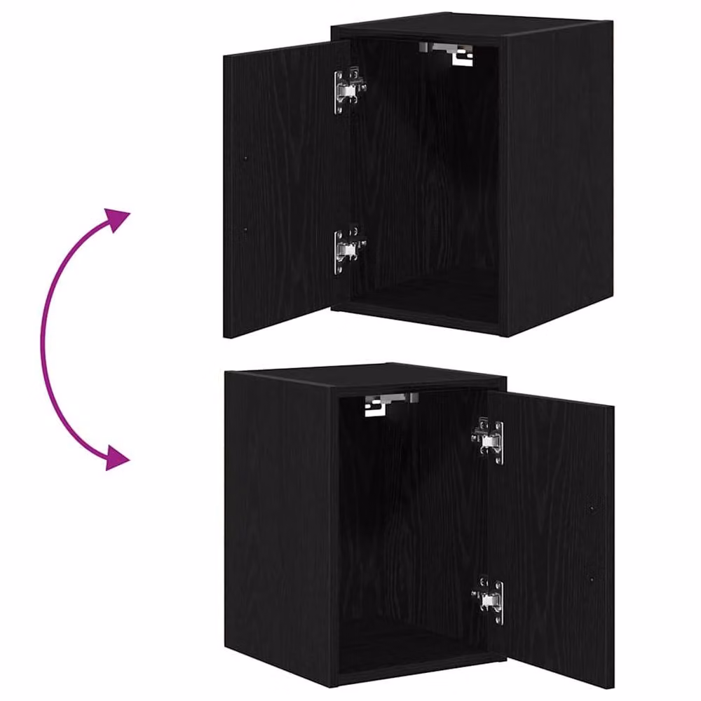 Berkfield Home Set of 2 Black Wall Mounted Garage Cabinets in Matt Engineered Wood – 6