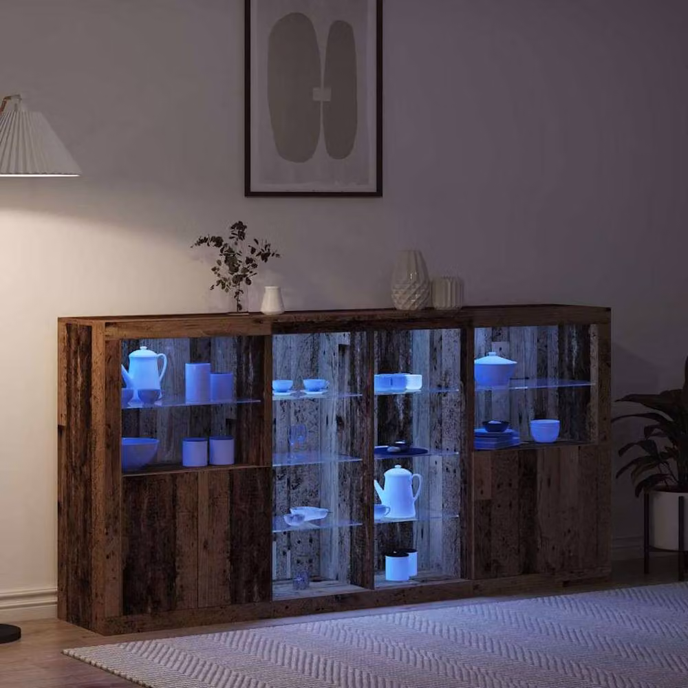 Berkfield Home Rustic Brown Sideboard with Integrated LED Lights, W/D/H: 202 x 37 x 100 cm – 5